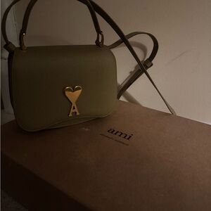 Ami Khaki Crossbody Bag with Gold Accent